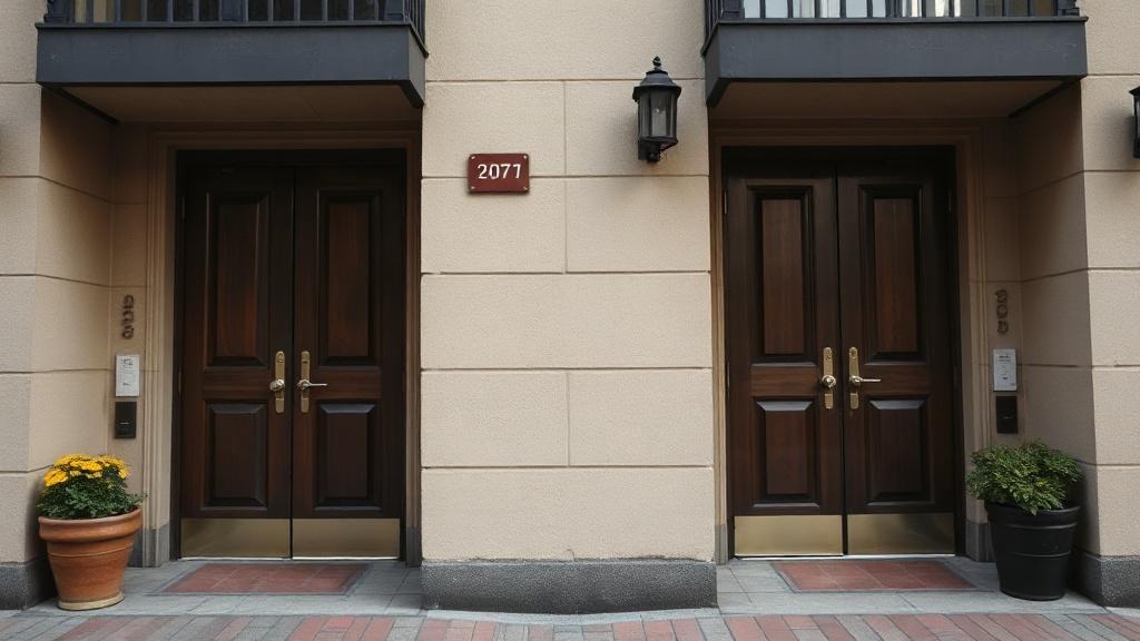 Photo of the entrance doors in a multi-apartment buildingфото